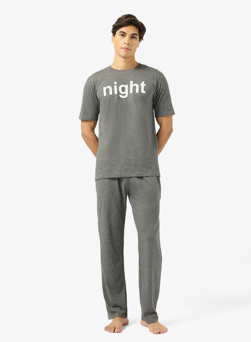 Seventy Five Casual Crew Neck T-Shirt And Pyjama Set - Image 1